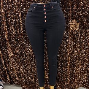Guess High Rise Black Jeans with Red Buttons